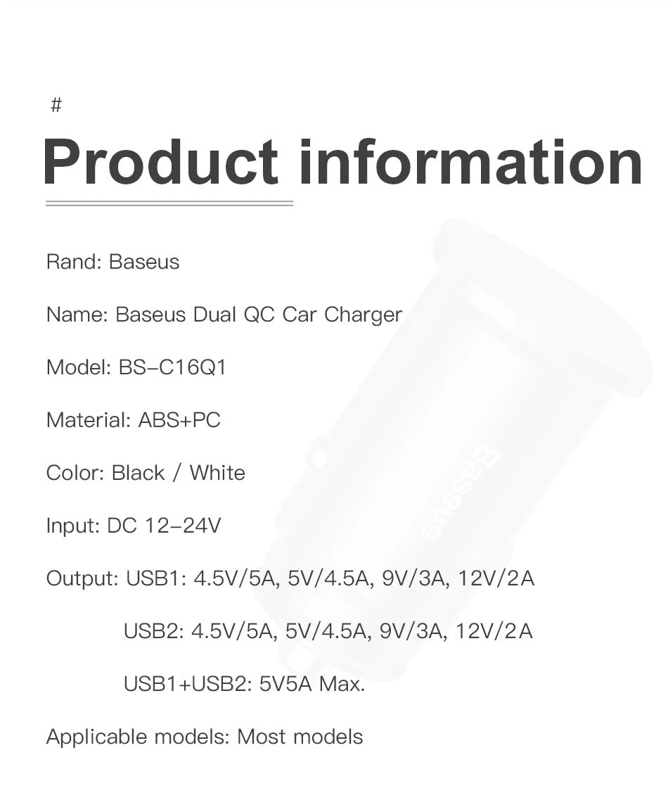 Baseus 5pcs USB Car Charger Quick Charge QC4.0 QC3.0 PD3.0 SCP PPS 5A Type C 30W Fast USB Charger For iPhone Xiaomi Mobile Phone