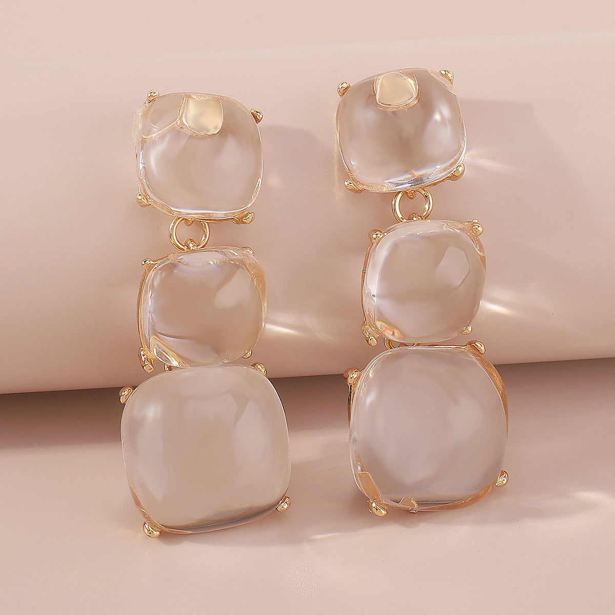Trendy Accessories ZA Personality Fashion Exaggerated Geometric Resin Colorful Earrings Necklace