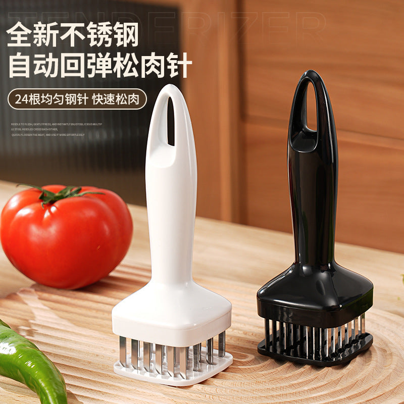 Stainless Steel Automatic Rebound Hammer Meat Tenderizer Needle for Home Kitchen Steak Tenderizing Beef Chicken Flavor Punching Tool