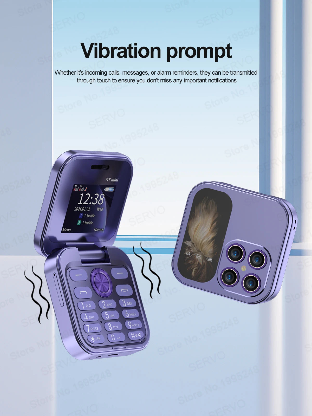 SERVO i17 Mini Dual SIM Card Fold Mobile Phone 2G Network Video Player Flashlight FM Radio Magic Voice Small Box Flip Cellphones