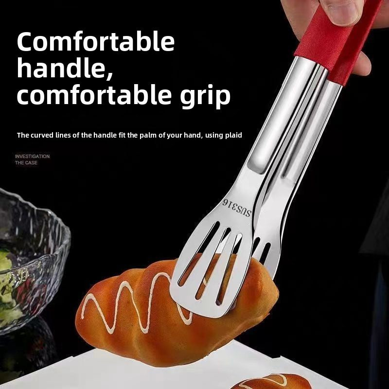 Extra Thick 316 Stainless Steel Food Tongs BBQ Tongs Meat Tongs Steak Tongs Kitchen Food Tongs Baking Bread Tongs
