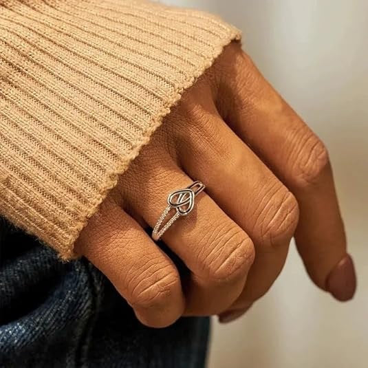 Cross-Border Hot-Selling Heart-Shaped Zircon Inlaid Resin Enamel Knot Heart Ring for Women Simple Fashion European and American Style Ring