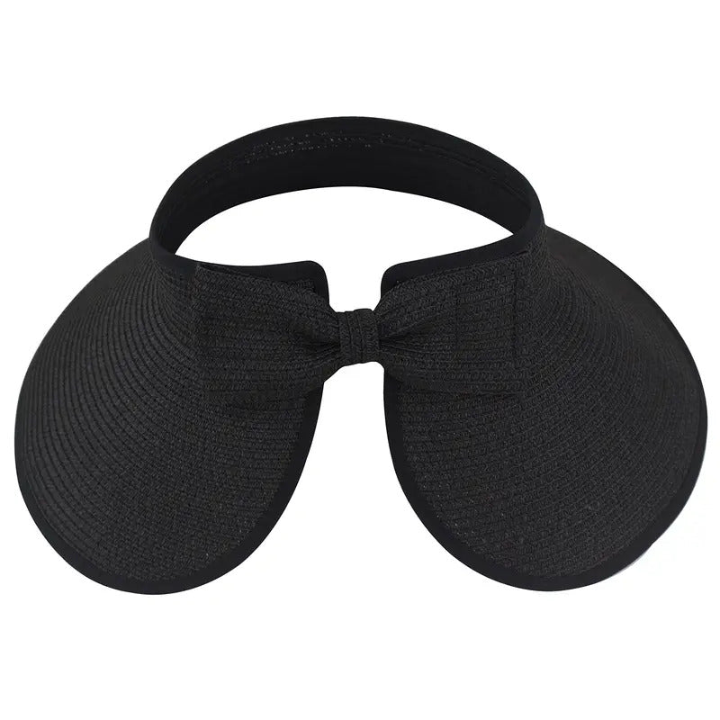 2023 New Women Roll Up Sun Visor Wide Brim Straw Hat Summer Foldable Packable UV Protection Cap for Beach Travel Bonnet