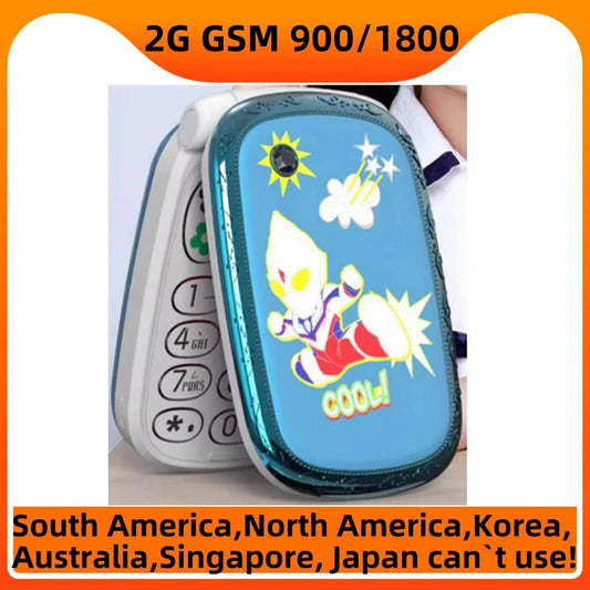 1.8 inch Screen Flip Mini Girl Cartoon Mobile Phone NO Camera Dual Card SIM LED Light Children Kids Cute Cover Style CellPhones