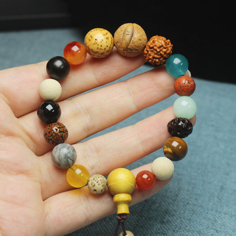 Lingyin New Eighteen Seeds Bodhi Bracelet for Men and Women Couples Bracelet Eighteen Seeds Buddha Beads 18 Seeds Multi-Treasure Bodhi