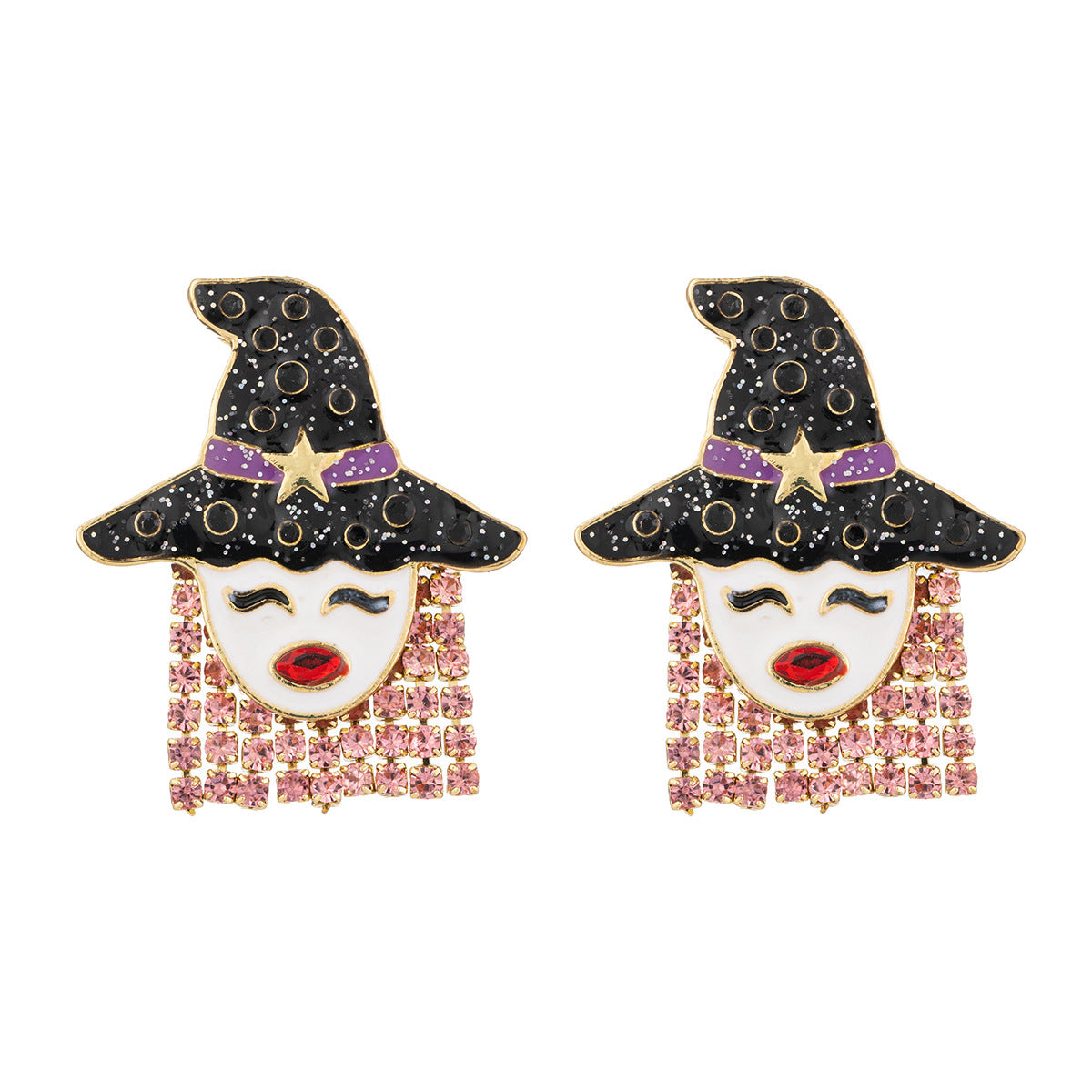 Halloween Quirky Accessories Crystal Inlaid Skull Earrings Oil Drop Witch Earrings Pumpkin Head Bat Earrings