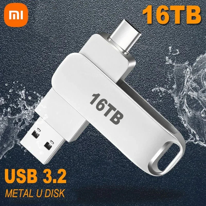 XIAOMI 16TB Flash Drives USB 3.2 High Speed USB Transfer Metal Pendrive Memory Card Pendrive Flash Disk Memoria Waterproof Stick