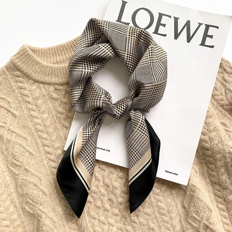 Luxury Design 70*70cm Horse Print Silk Square Scarf Women Soft Satin Hairband Neckerchief Office Hijab Headband Foulard Gift