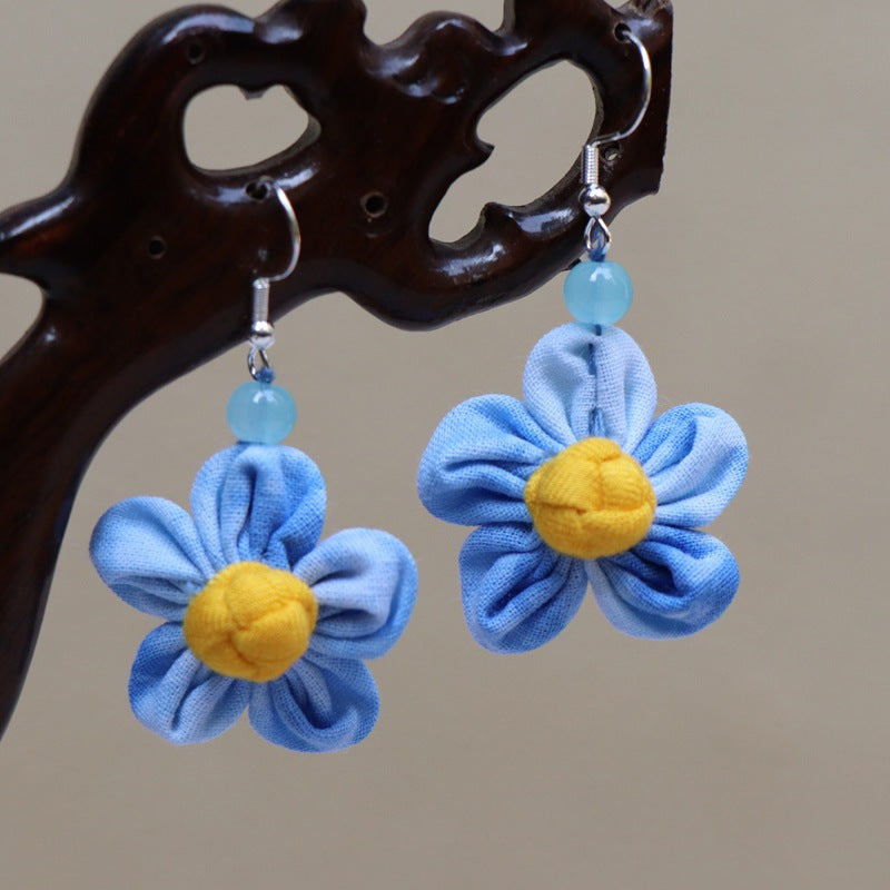 Ethnic style blue tie-dye earrings hand-woven tie-dye earrings travel companion gift