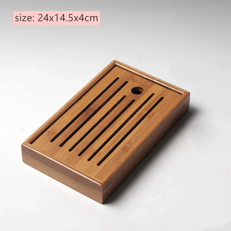 Large Capacity Water Storage Bamboo Tray Delicate Round Tea Board Chinese Tea Set Trays Decorative Traditional Tea Accessories
