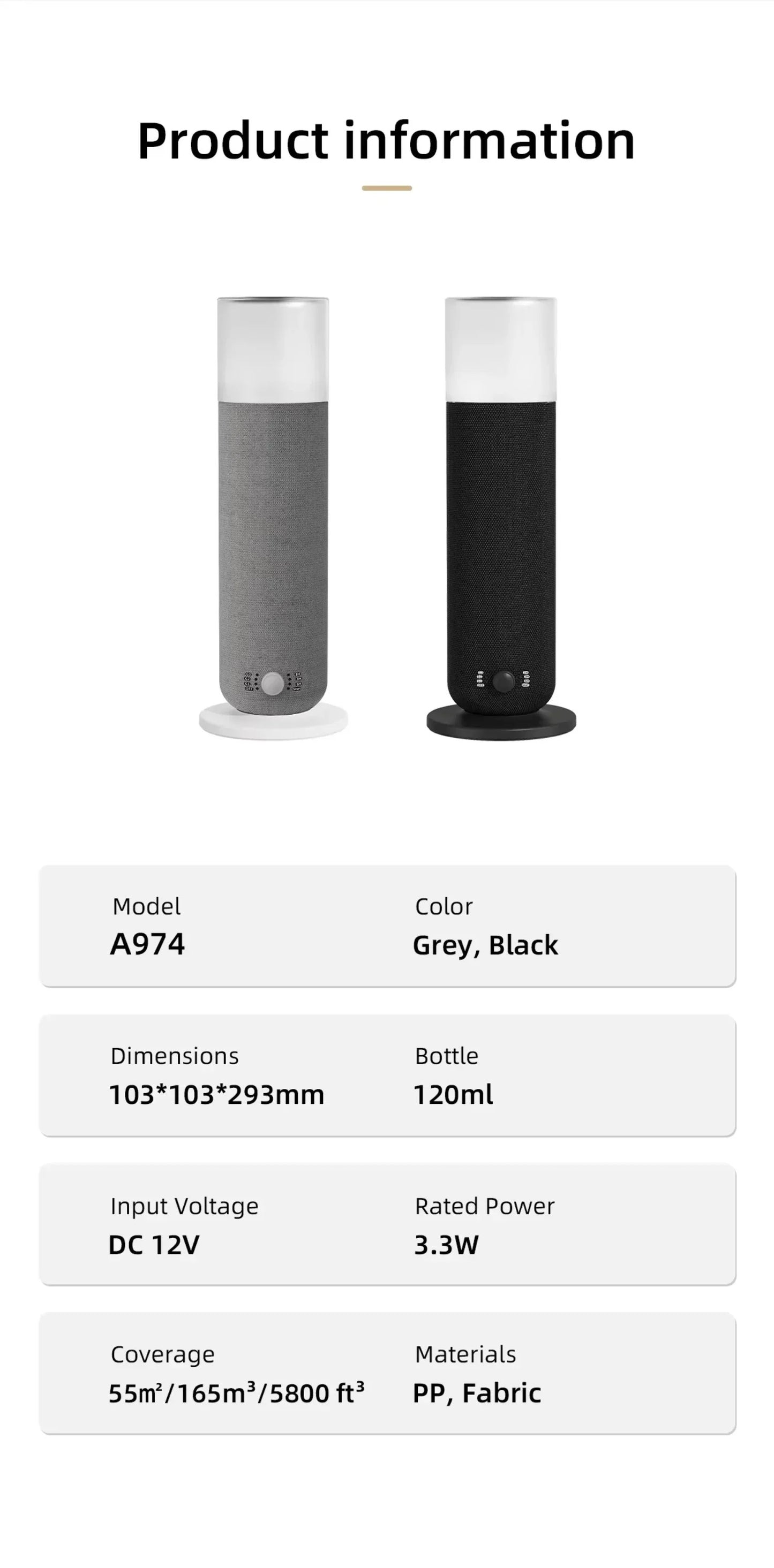 120ML Tower Scent Diffuser Machine Bluetooth Control Fragrance Diffuser Electric Smell for Home Hotel Collection Diffuser