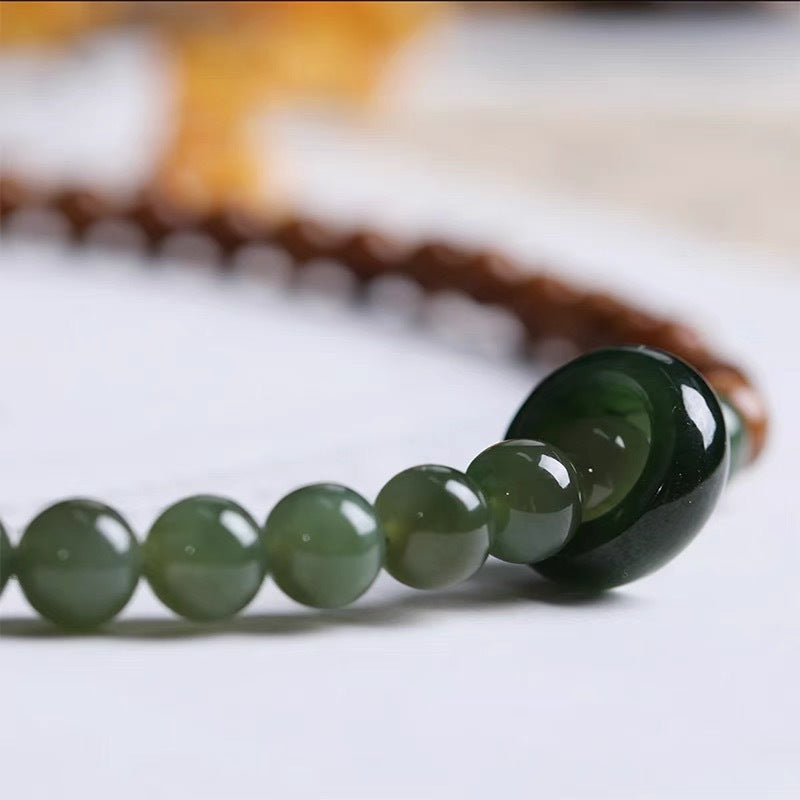 Natural Premium Cook Bodhi Temperament Bracelet Hetian Jade Running Ring Double Circle Artistic Handheld National Style Couple Bracelet