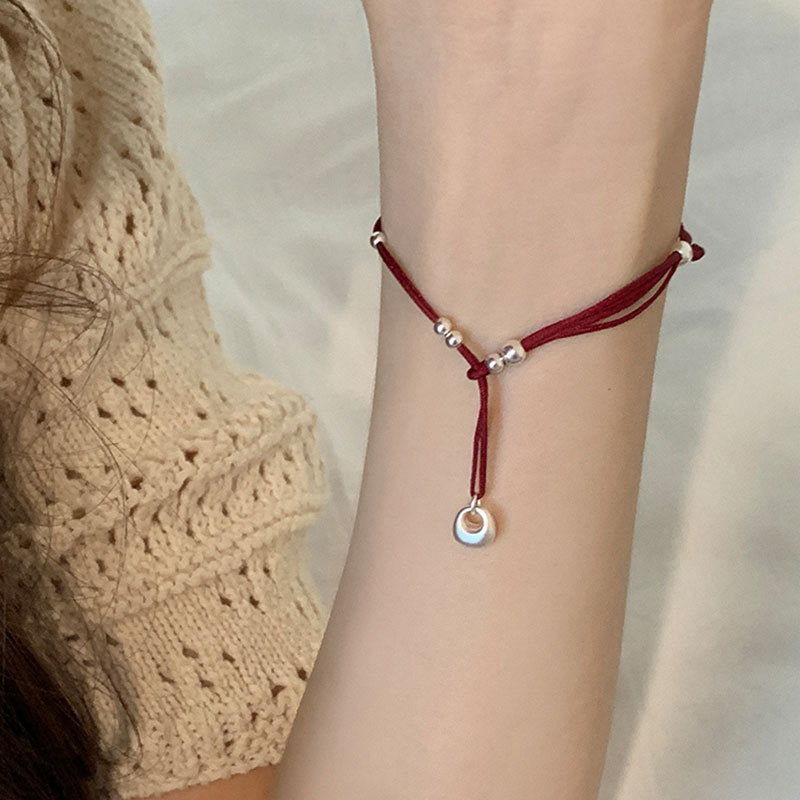 Xiaofutuo Red String Woven Bracelet for Women New Chinese Style Light Luxury Retro Hand Ring Jewelry