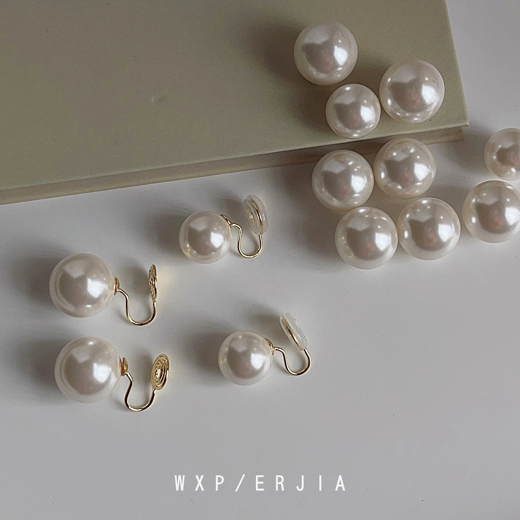 Pearl Mosquito-repellent Incense Plate Ear Clip Plated with 18K Gold High-grade Simple Painless Earrings