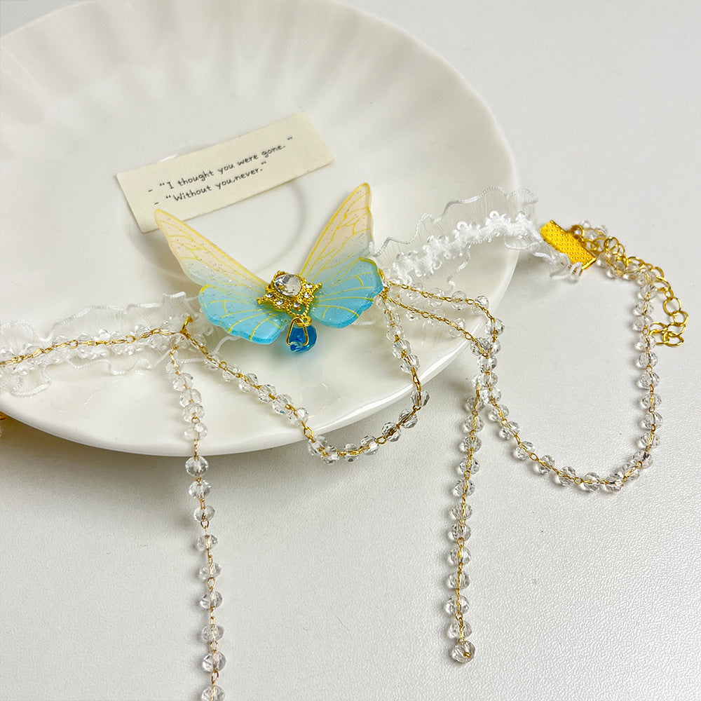 Pure Desire Lace Butterfly Tassel Arm Ring Niche Design Ins Style Leg Chain Bracelet Exquisite Body Chain New Hand Jewelry