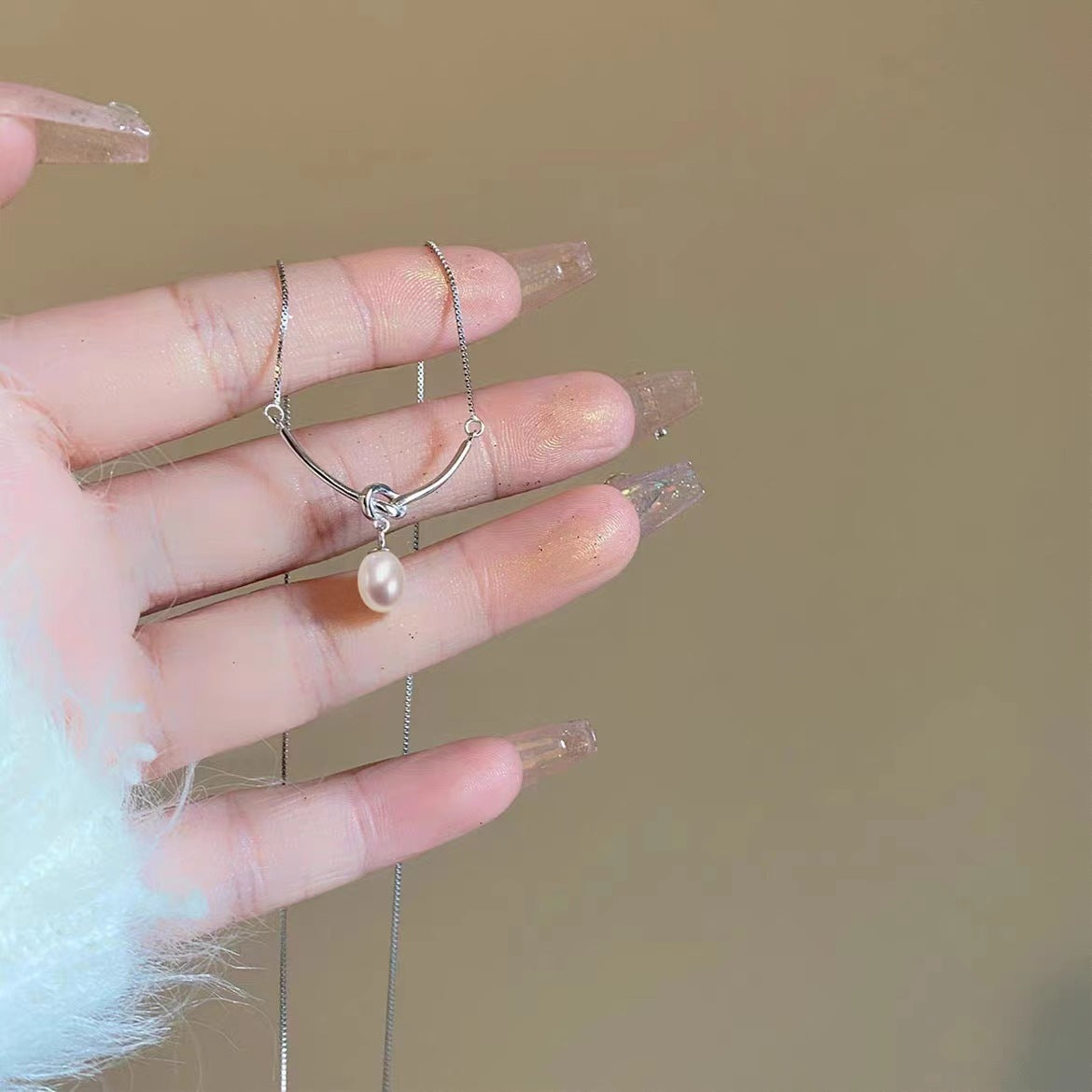 Li Luo New S925Sterling Silver Pearl Necklace Accessory for Women, Non-Fading, High-End Feel, Versatile Spring/Summer Clavicle Chain Wholesale