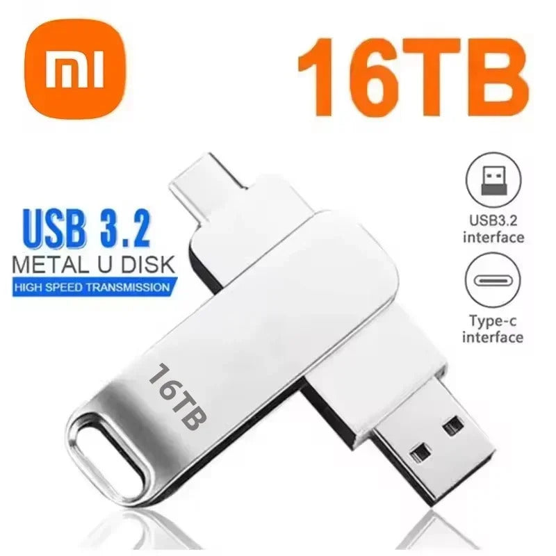 XIAOMI 16TB Flash Drives USB 3.2 High Speed USB Transfer Metal Pendrive Memory Card Pendrive Flash Disk Memoria Waterproof Stick