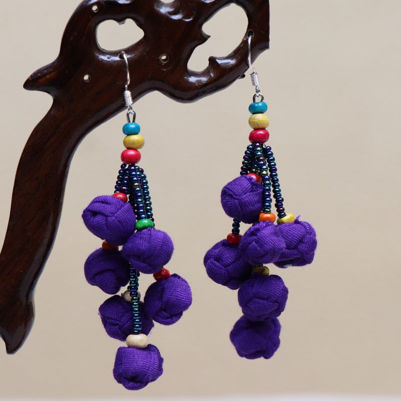 Ethnic style blue tie-dye earrings hand-woven tie-dye earrings travel companion gift