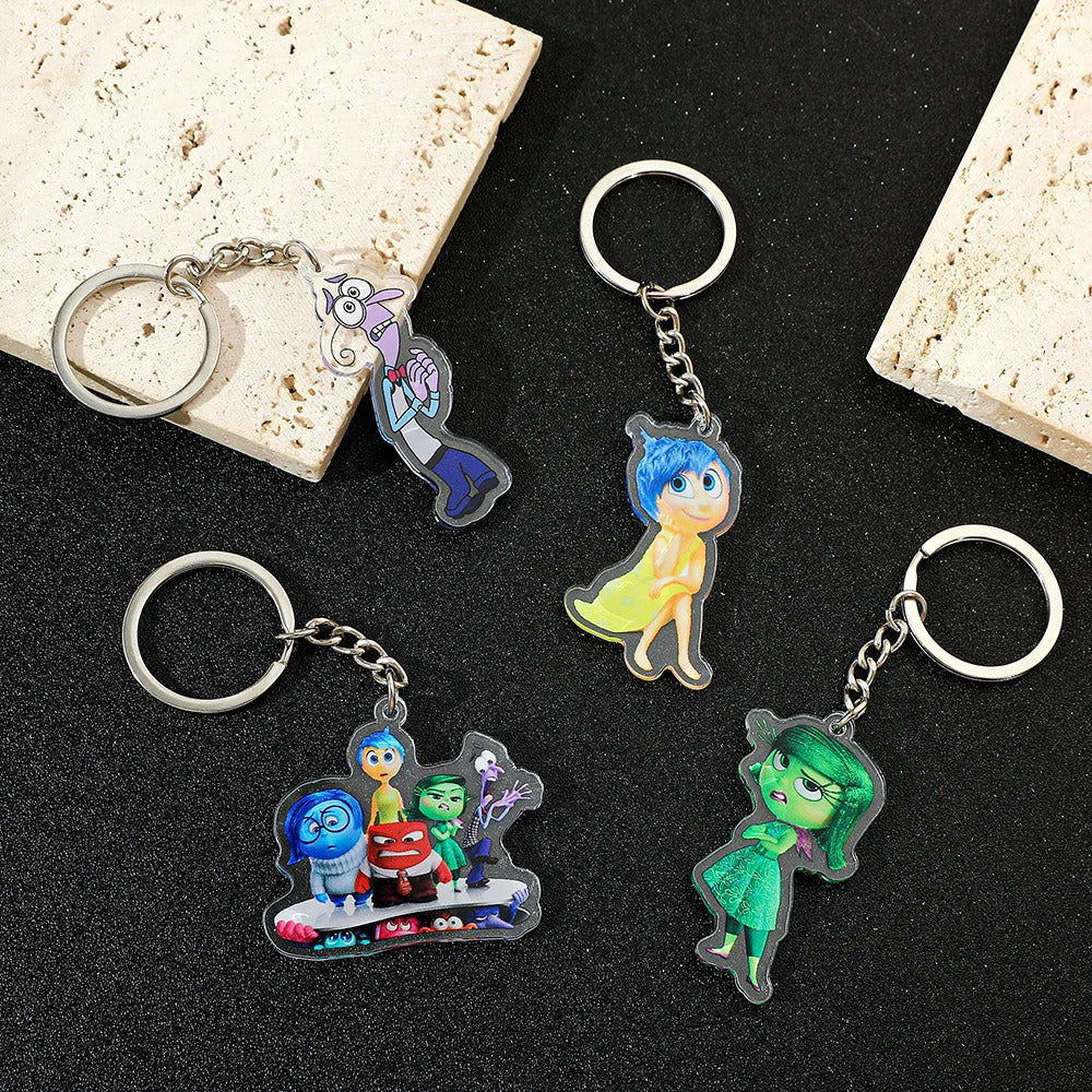 Disney New Movies Inside Out 2 Anime Acrylic Keychain Charms Cute Cartoon Pendent Keyring Strap Fashion Jewelry Accessory Gifts