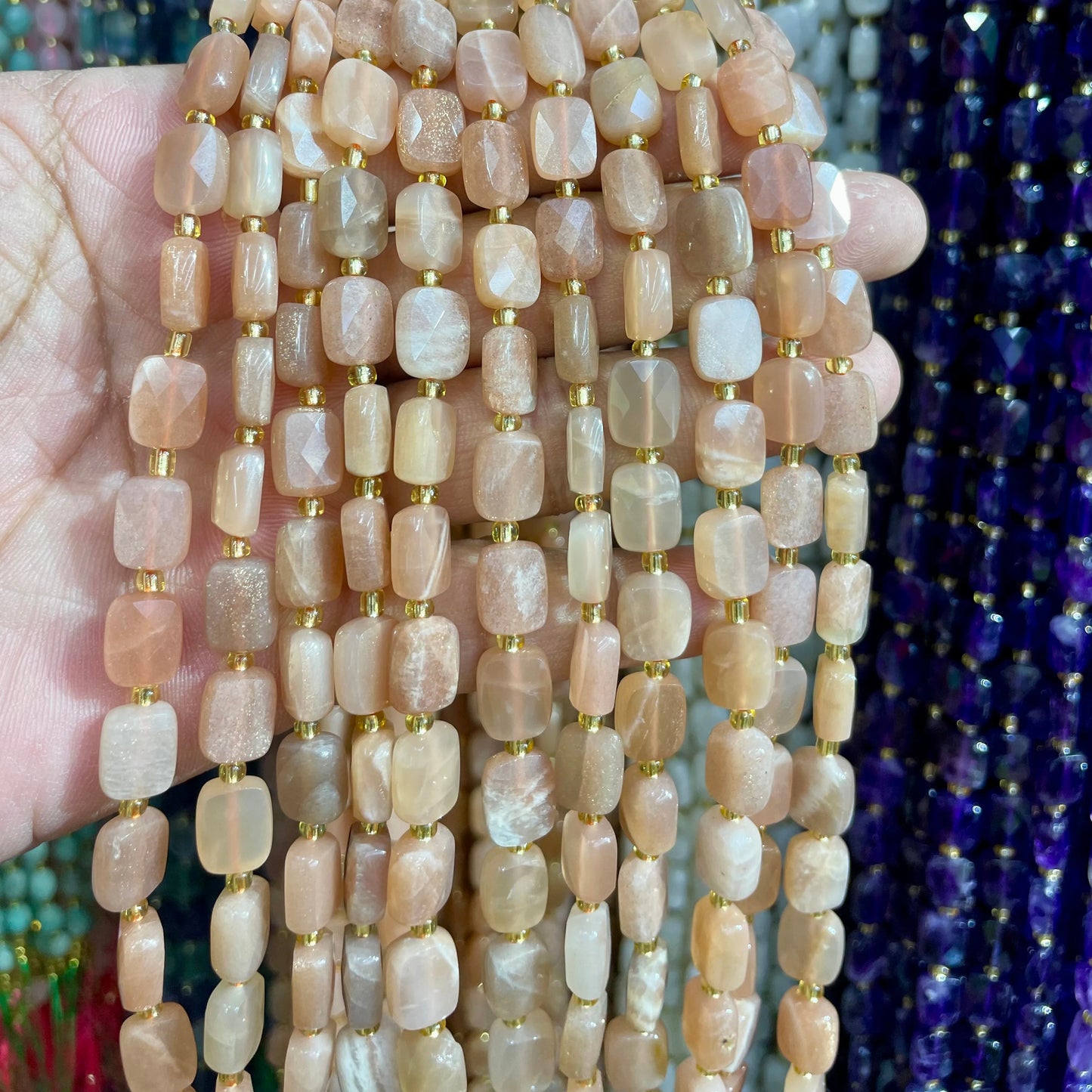 8x10mm Natural Labradorite Stone Amazon Stone Lapis Lazuli Piece Cut Bead Usefor Diy Bracelet Necklace Jewelry Make