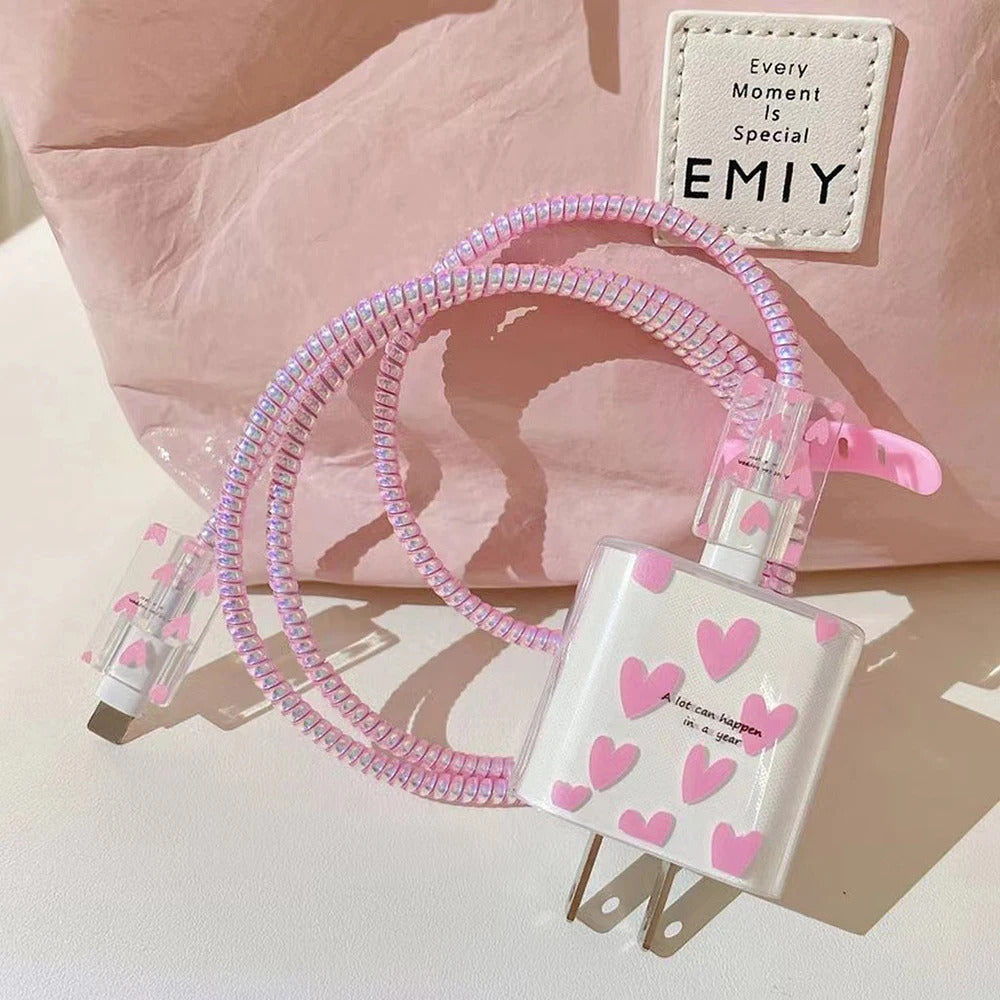 USB Cable Protection For Iphone 15 14 13 12 Cover Smiling Face Style Protective Data Line Spiral Winder 18 20W Charger Protector