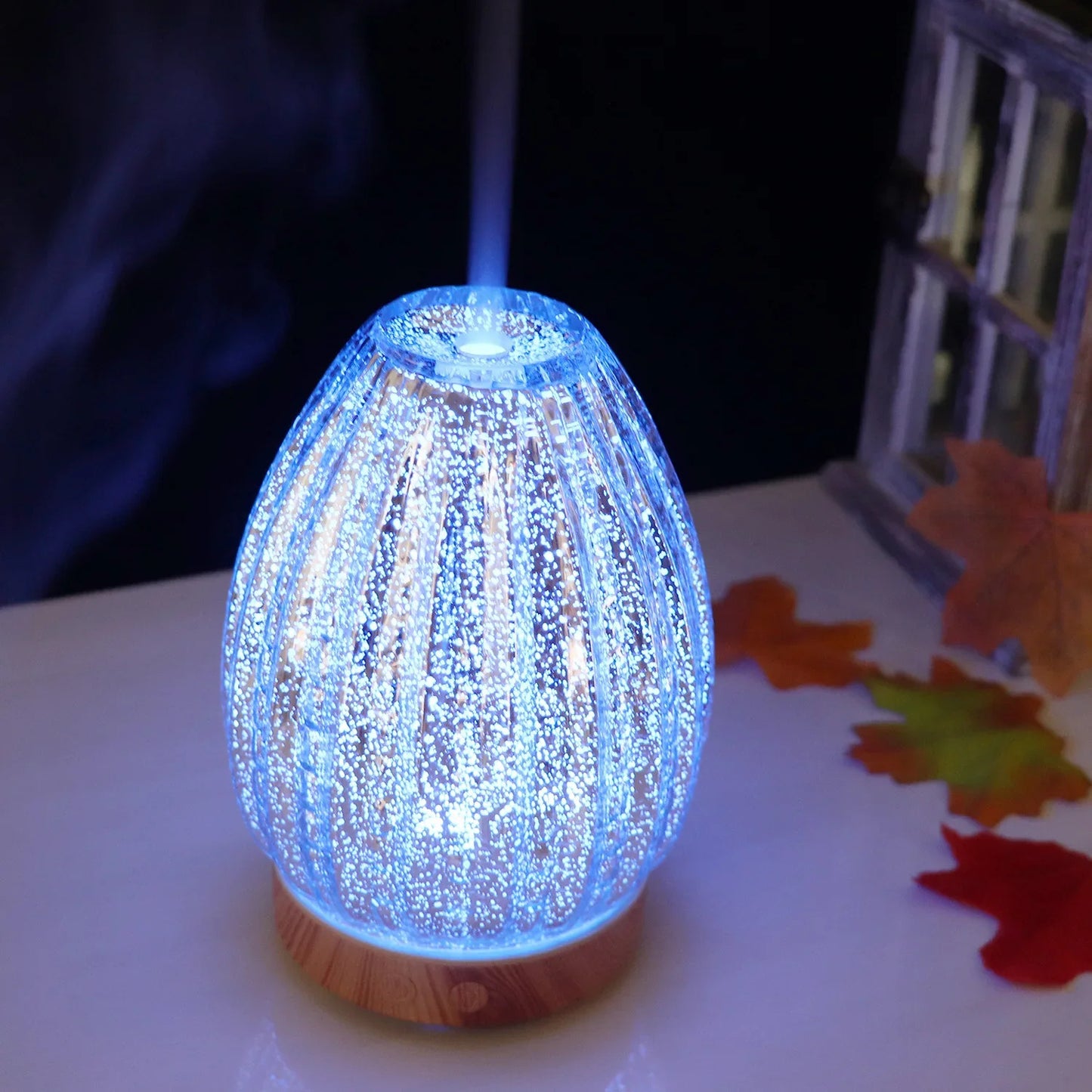 3D Air Humidifier Glass Aromatic Machines Ultrasonic Essential Oil Aroma Diffuser 4 Timing 7 LED Lights 100ml for Home