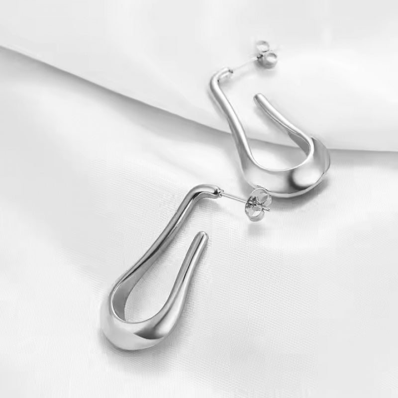 Minimalist Water Drop U-shaped Earrings Niche Design Elegant French Stud Earrings Women's Light Luxury High-end Cool Style