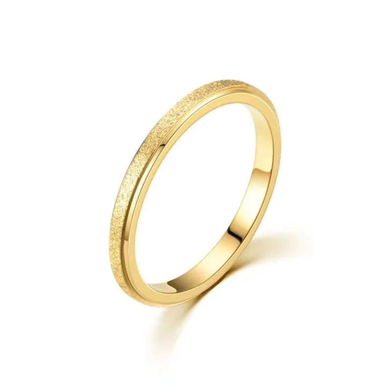 SUNIBI Frosted Stainless Steel Ring for Women Fashion Simple Gold Color Finger Rings Wedding Gifts Girls Jewelry Wholesale