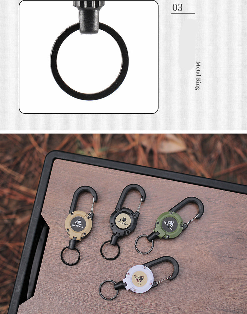 Outdoor Tactics Can Buckle Retractable Buckle Steel Wire Rope Multi-Functional Keychain Camping High Rebound Anti-Separation Rope Pull Peels