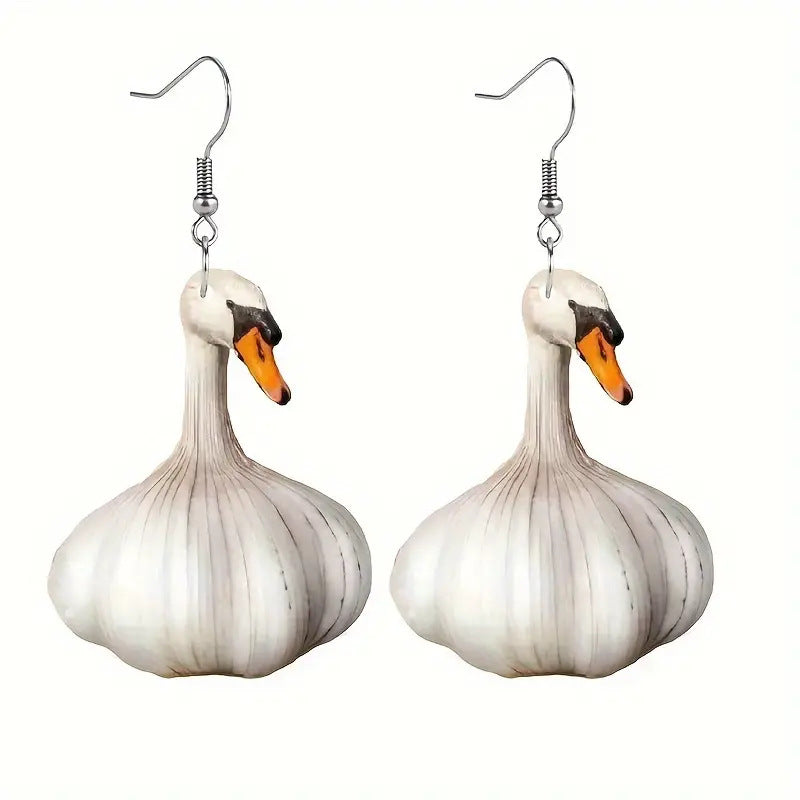 Independent Cross-border New Product Funny Creative Garlic Duck Duck Earrings for Women European and American Fashion Festival Animal Ear Accessories