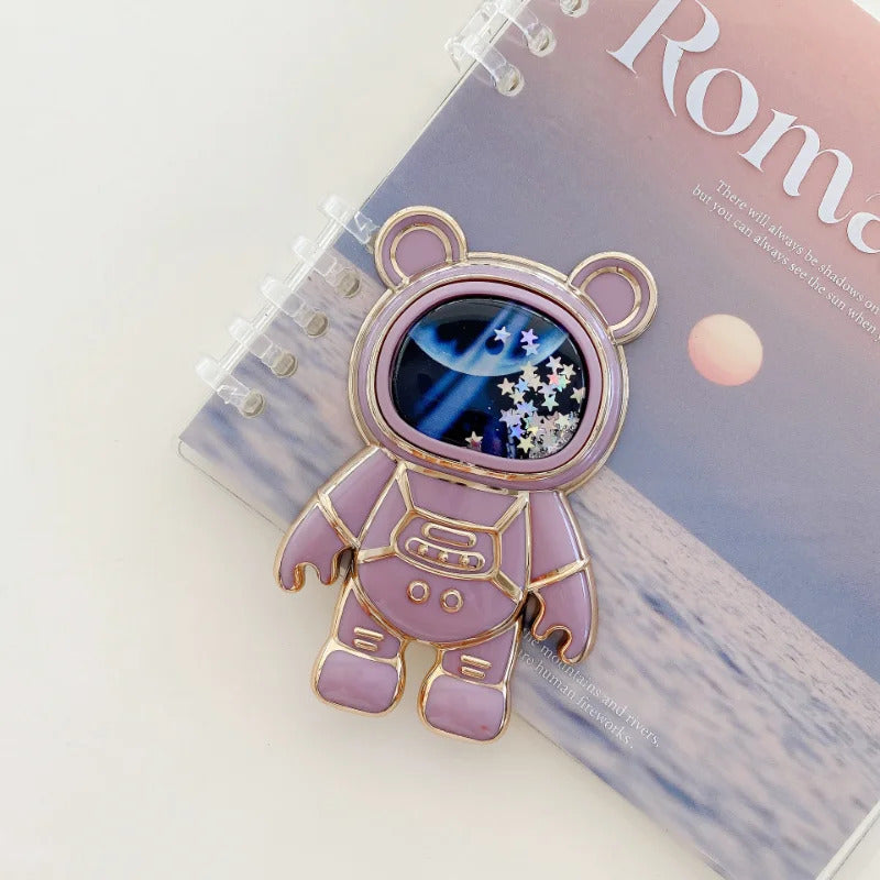 Foldable Desktop Bracket Kawaii Cartoon Stand Cute Liquid Quicksand Astronaut Stand Holder Phone Holder Desk Accessories