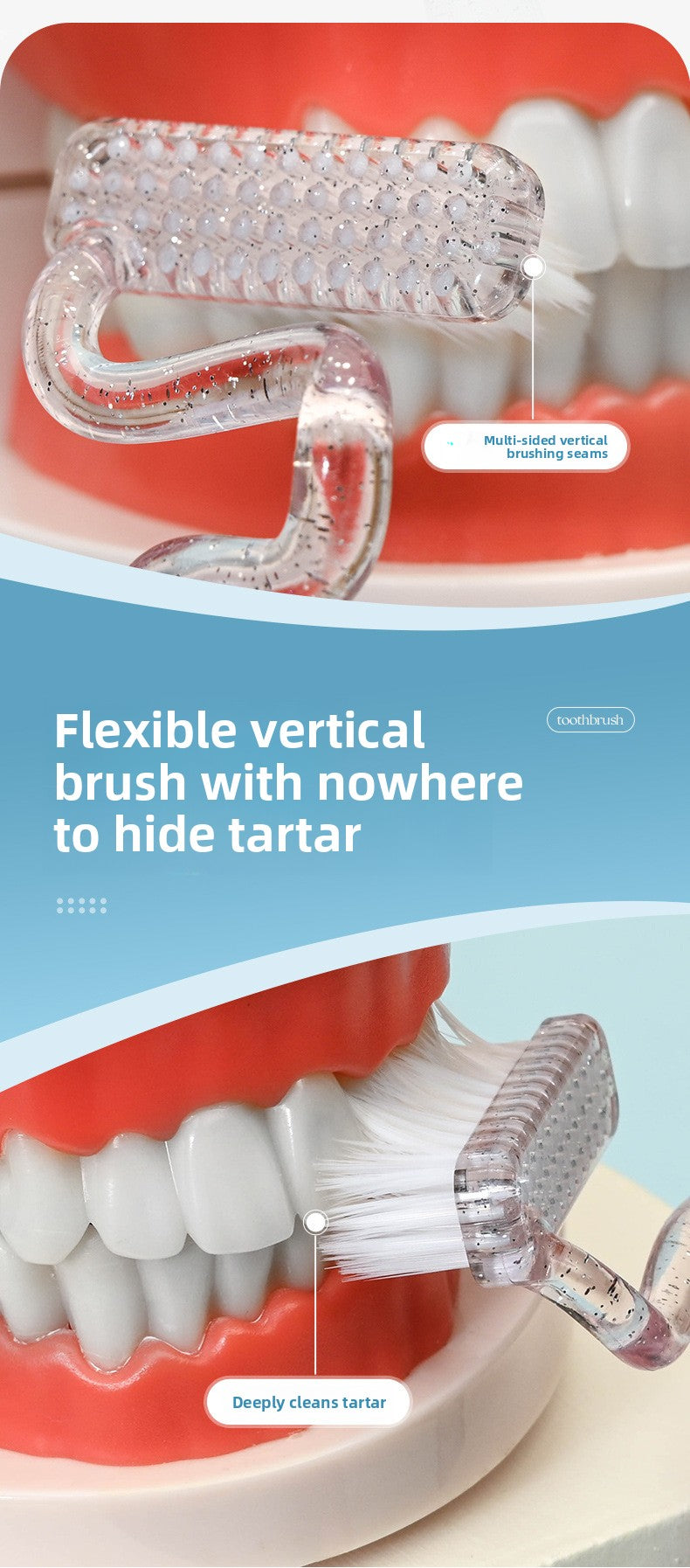 S-type vertical brush toothbrush adult male and female shaped soft fur tongue moss cleaning gums