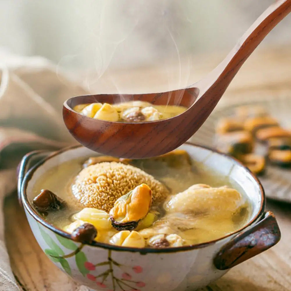 Long Handled Teak Tableware Wood Spoon Shovel Spatula Accessories Skimming Wooden Soup Kitchen Tool Spoon Cooking A2S8