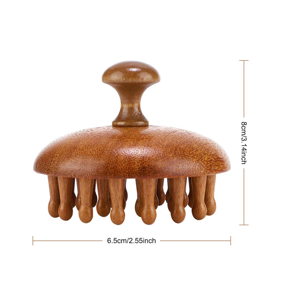 Multi-Functional Wood Therapy Massage Comb Scalp Head Massager Natural Sandalwood Circular Tooth Guasha Scraping Body Massager