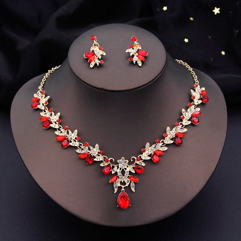 Elegant Butterfly Opal Green Bridal Jewelry Sets for Women Earring Necklace Set Wedding Dress Jewelry Sets 3 Pcs Gifts