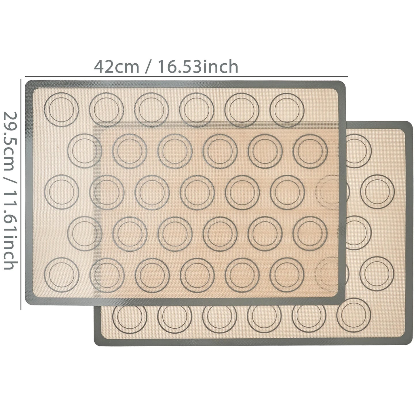 2PCS Silicone Baking Mats for Oven, 42 X 29.5cm, Reusable Non Stick Heat Resistant Bakeware Sheets Liner, Macaron, Cookies Bread