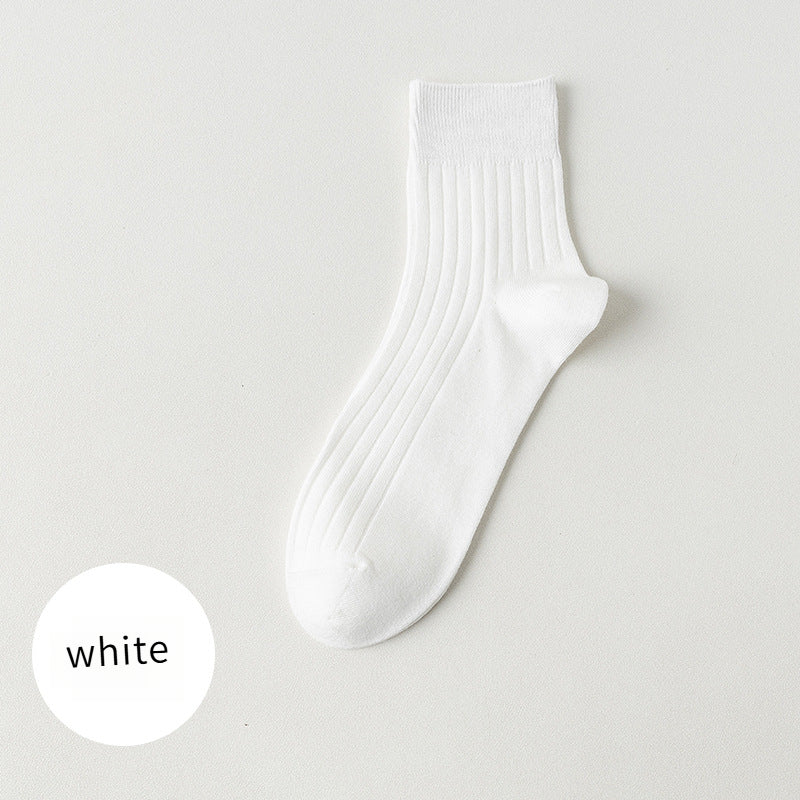 Socks Men's Spring and Summer Thin genuine goods Cotton Double Needle Drawable Mid-Tube Socks Anti-Bacterial Odor Bone-Free Sweat-Absorbing Men's Socks
