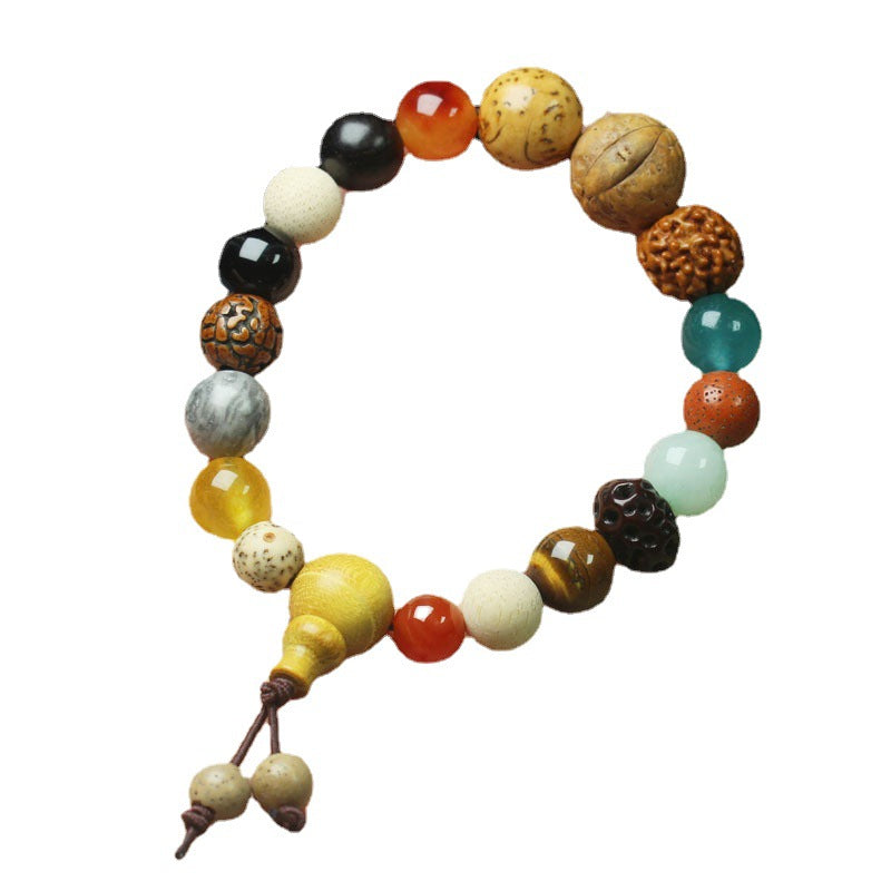 Lingyin New Eighteen Seeds Bodhi Bracelet for Men and Women Couples Bracelet Eighteen Seeds Buddha Beads 18 Seeds Multi-Treasure Bodhi