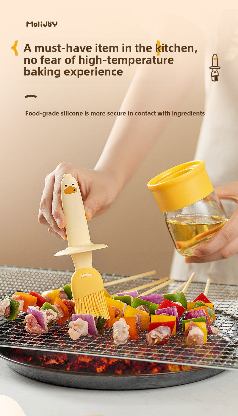 Silicone Oil Brush Household High Temperature Resistant Oil Brush with Bottle Dispensing Oil Pot Outdoor BBQ Oil Brush Integrated Oil Brush Bottle