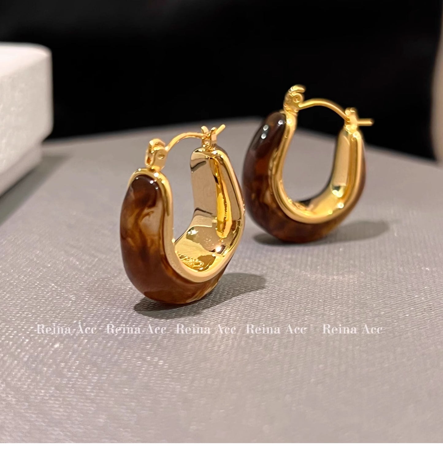 Maillard Earrings Earrings Brown Niche Design High-grade Ring Earrings Light Luxury Summer