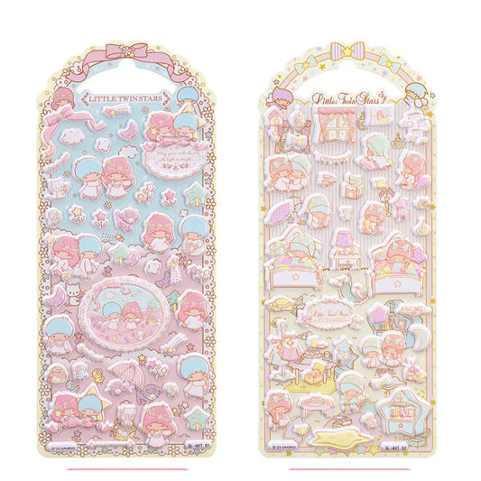 Sanrio Original Little Twin Star Children's Water Cup 3D Decorative Sticker Cartoons Phone Case Foam Sticker Ledger Stickers