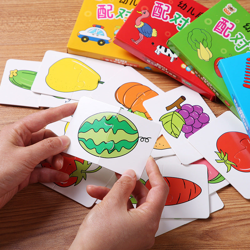 32Pcs Toddler Matching Card Early Montessori Education Puzzle Toys Cartoon Jigsaw Animal Color Shape Cognitive Training Gifts