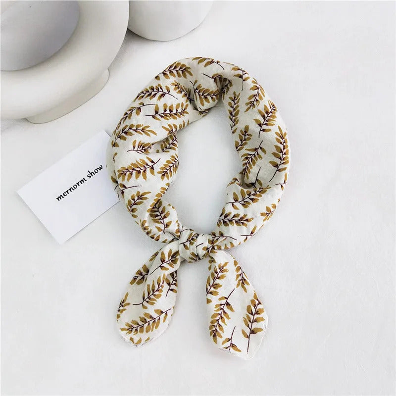 Cotton Linen 55cm Square Scarf Women Kerchief Flower Print Geometric Neckerchief Scarves  Headwrap Bandanas Hairband Headbands