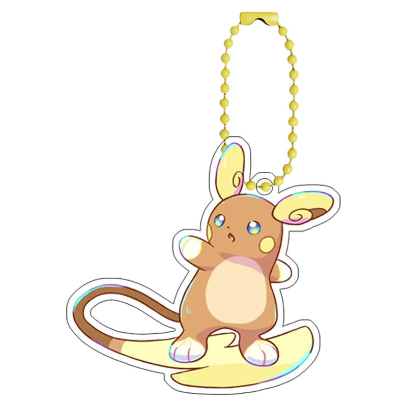 Pokemon Floragato Raichu Rockruff self-Made Cartoon Acrylic Key Chain Backpack Accessories Pendant Anime Classics Collection