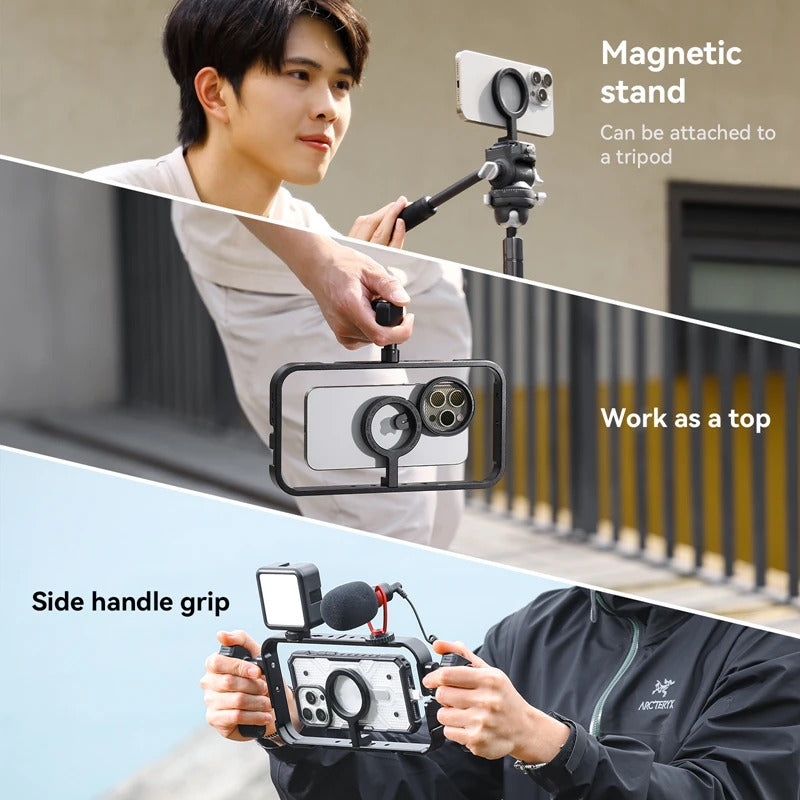 Ulanzi MG-001 Universal Magsafe Phone Cage With Dual Handle Grip Rig Portable Case Stabilizer for Filmmaking Vlog Videomaker Kit