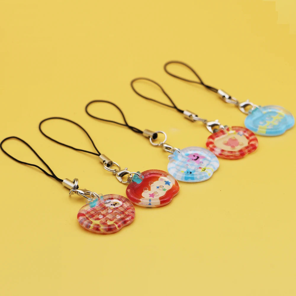 Clear Apple Keychain Phone Charms Printed Design Pendants INS Style Bag Phone Case Accessories for Friends Couples