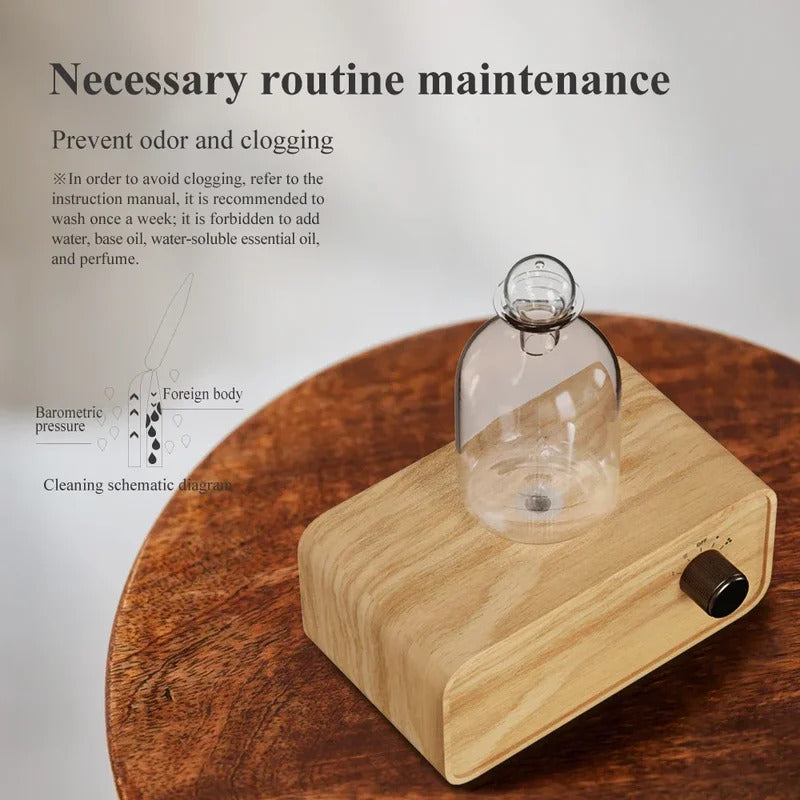 New Essential Oil Diffuser Waterless Operated Aromatherapy Diffuser for Home Office Wood and Glass Aroma Diffuser Scent Machine