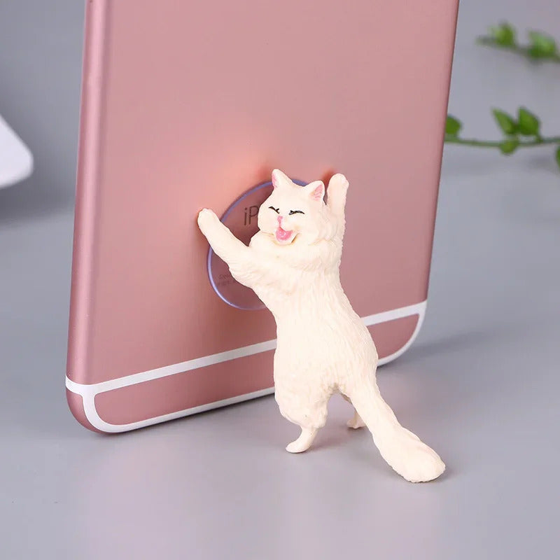 Cute Cat Phone Holder Tablets Desk Sucker Support Resin Mobile Phone Stand Holder Sucker Design Animal Holder for Smartphone