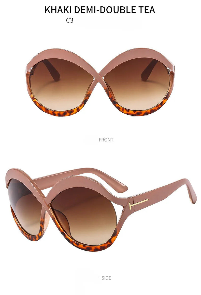 Luxury Oversized Round Sunglasses Goggle New Brand Designer Women Sun Glasses Trends Punk Shades Eyewear Eyeglasses Oculos