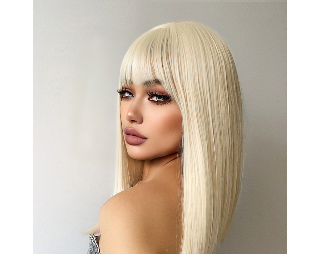 Wholesale European and American Cross-border Wigs Straight Hair Girl Group Daily Natural Full Bangs Full Head Wig Fashion JK Realistic Synthetic Hair